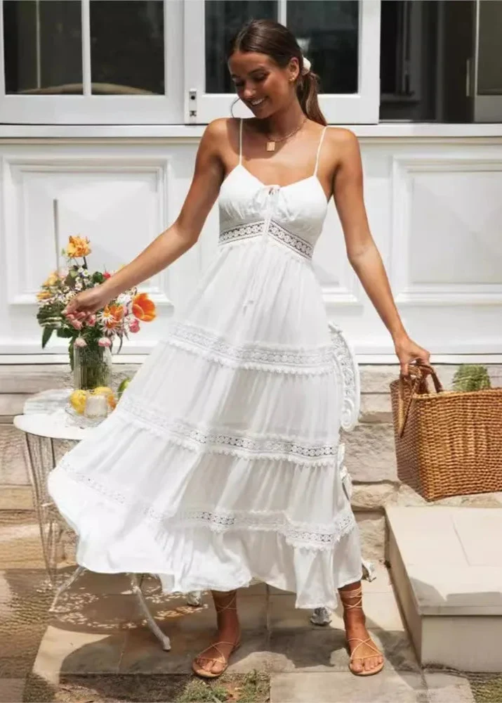 Robe longue blanche printemps