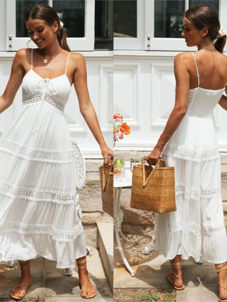 Robe longue blanche printemps