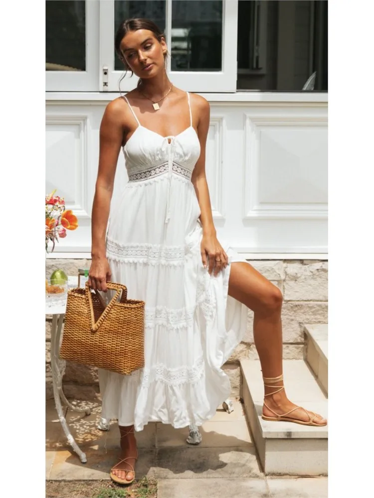 Robe longue blanche printemps