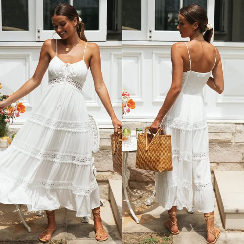 Robe longue blanche printemps