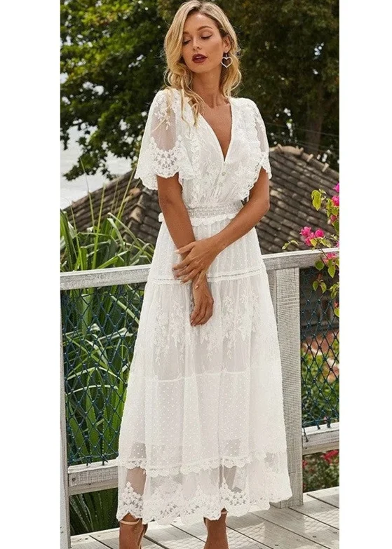 Robe longue blanche hippie