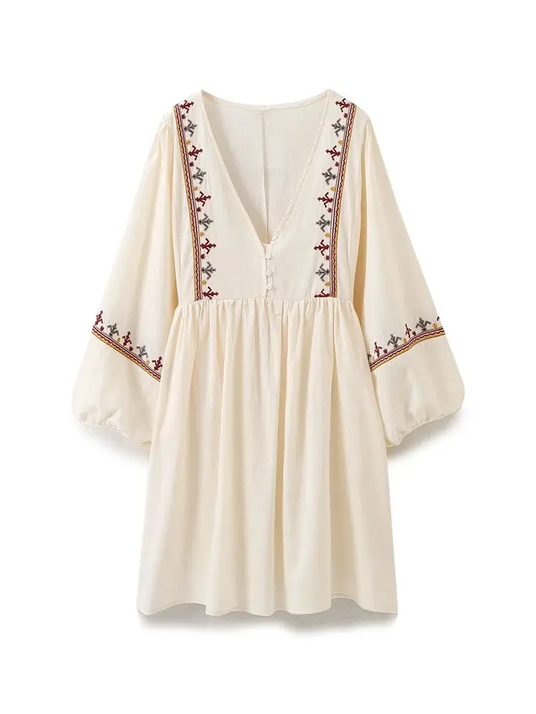 Robe manches mi longues coton hippie