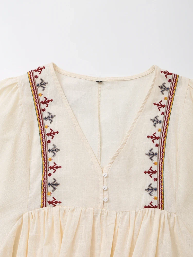 Robe manches mi longues coton hippie