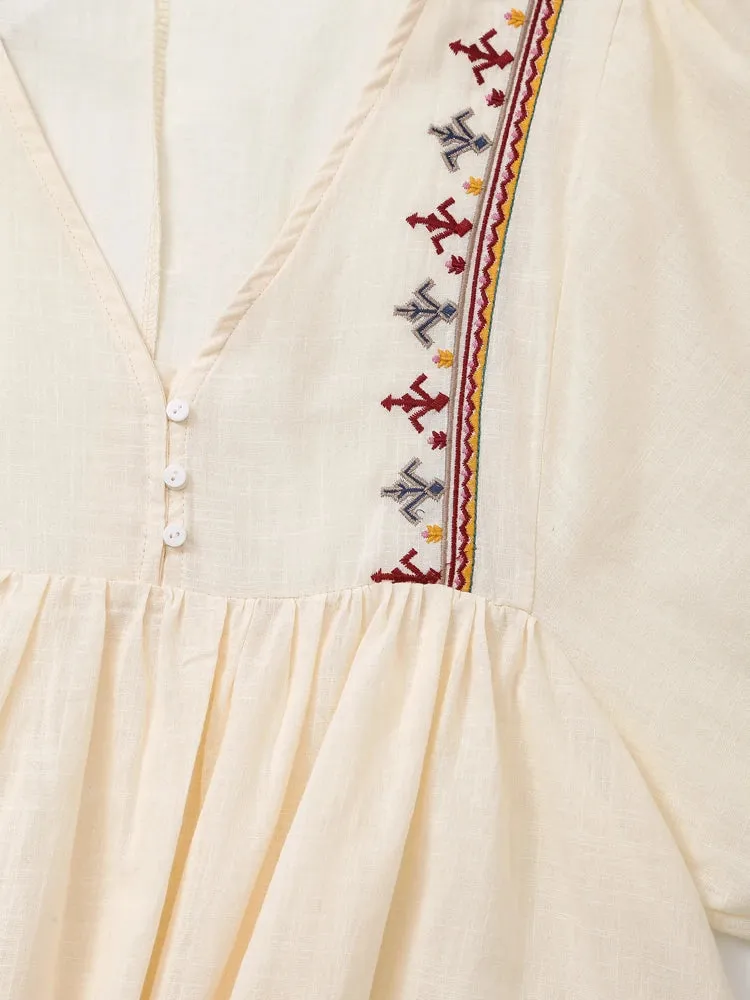 Robe manches mi longues coton hippie