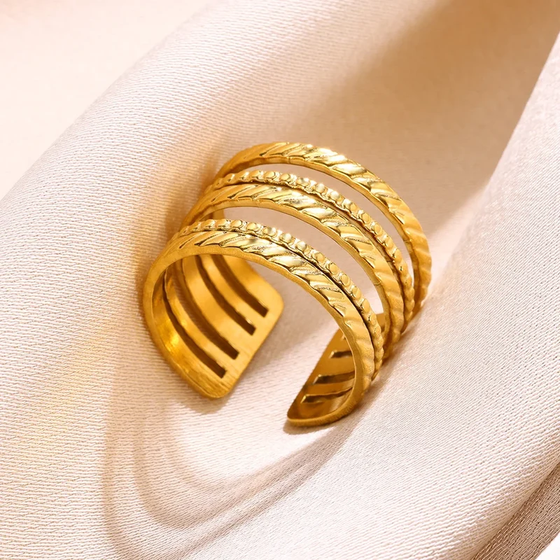Bague Plaquage Or Bohème Multi Anneaux