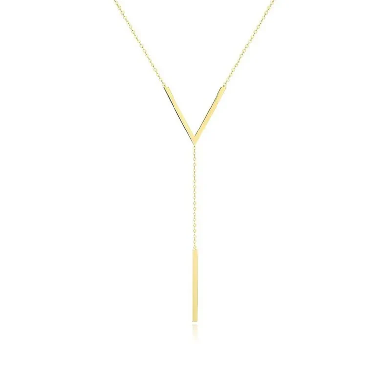 Collier de chaînes fines de plaqué or en V