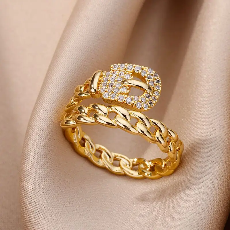 Bague détails en chaines ajustable