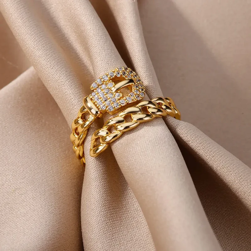 Bague détails en chaines ajustable