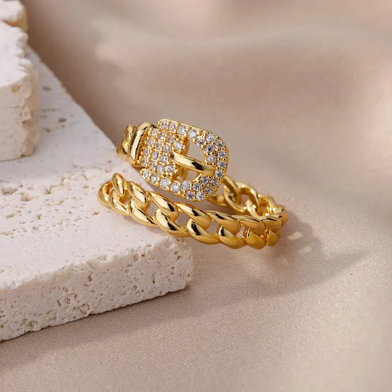 Bague détails en chaines ajustable