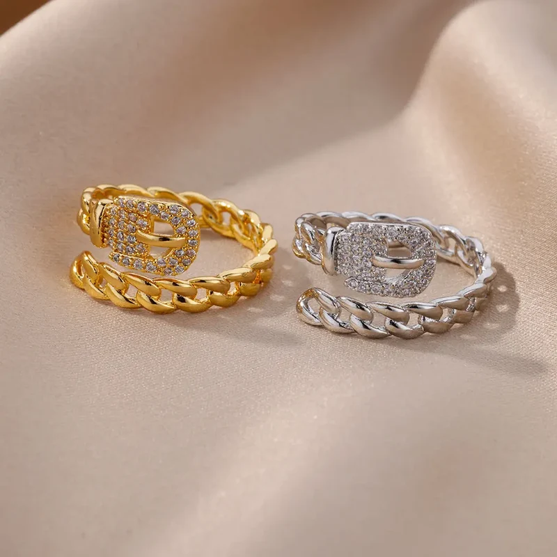 Bague détails en chaines ajustable