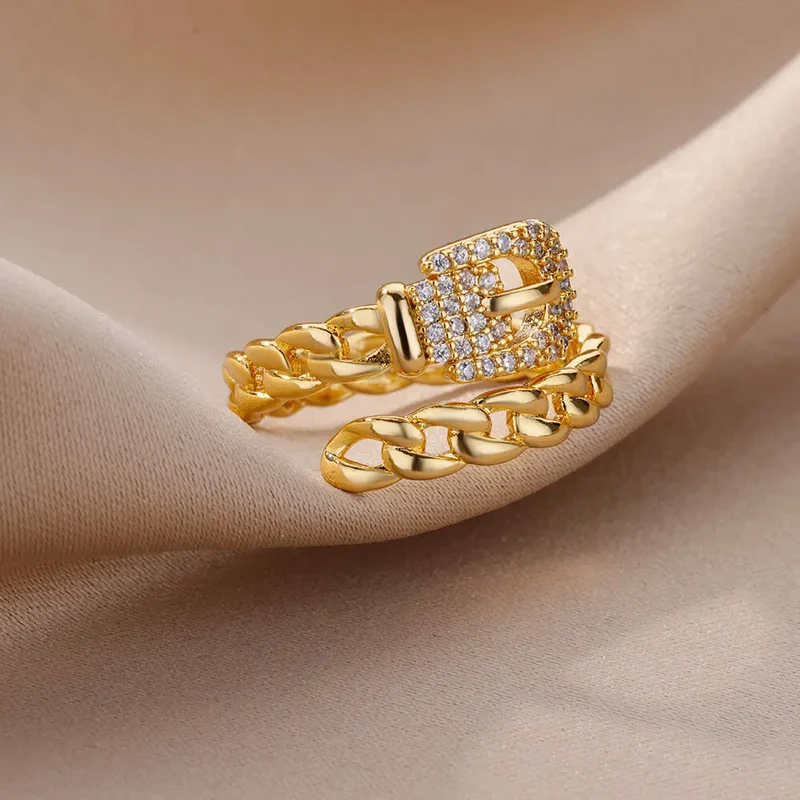 Bague détails en chaines ajustable