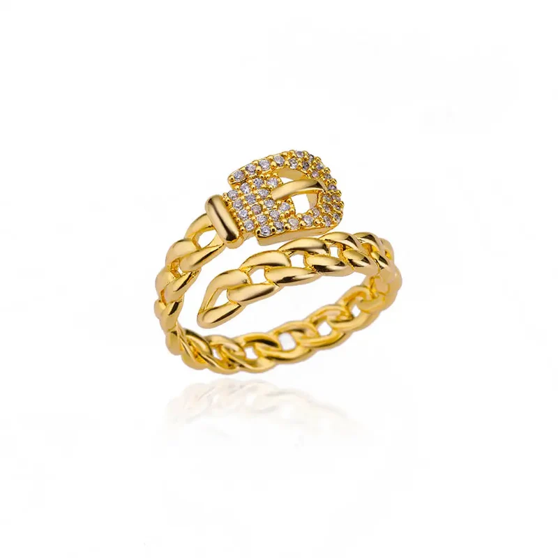 Bague détails en chaines ajustable
