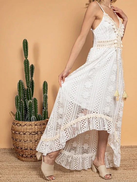 Robe longue dentelle blanche bohème