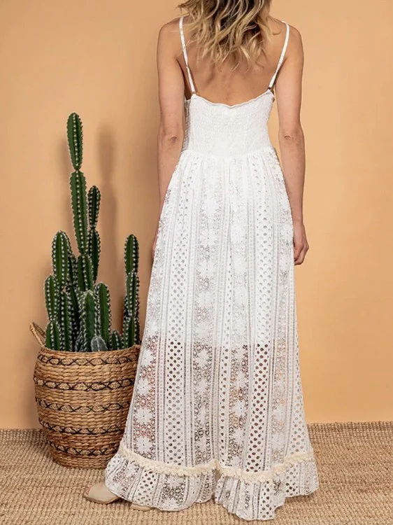 Robe longue dentelle blanche bohème