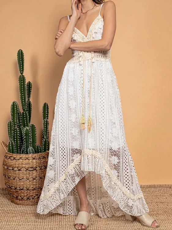 Robe longue dentelle blanche bohème