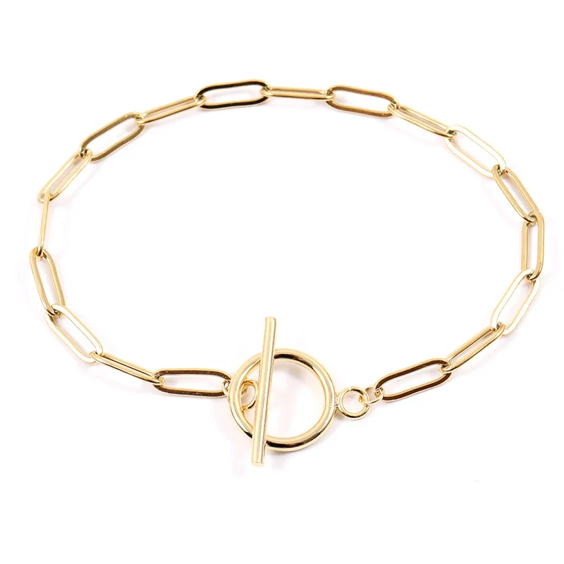 Bracelet de chaîne plaqué or avec perles blanches