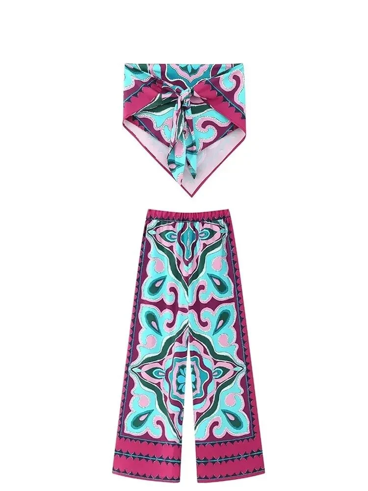 Ensemble d’été Sans Manches Femme Violet Bleu