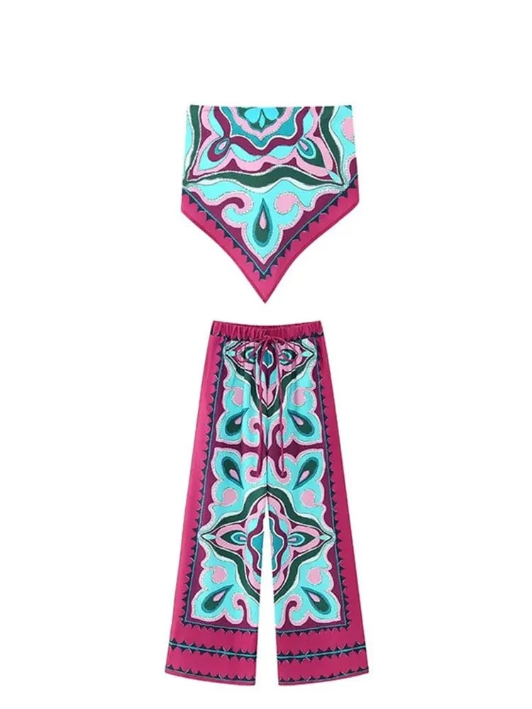 Ensemble d’été Sans Manches Femme Violet Bleu