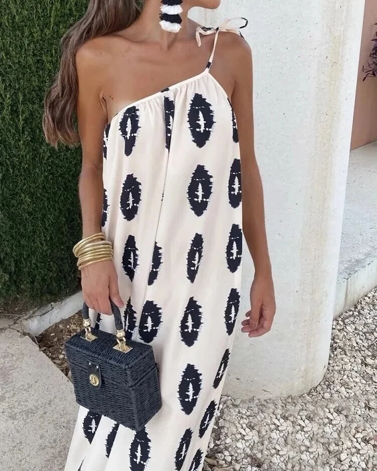 Robe Longue Plumes à Une Épaule
