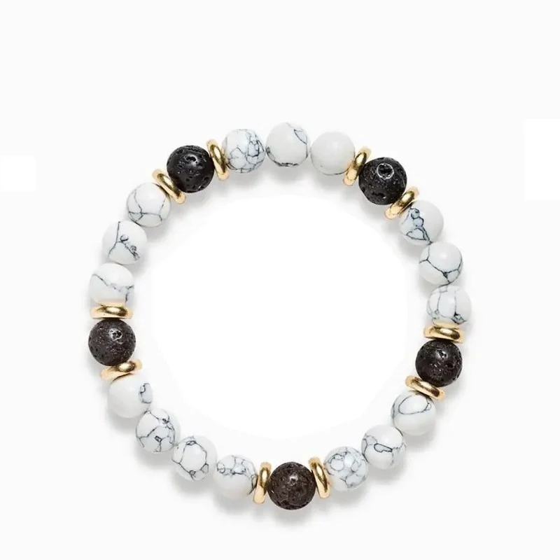Bracelet bohème en pierre blanc et noir