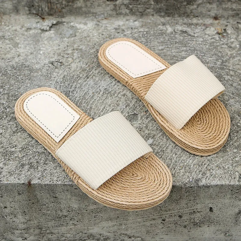 Sandales plates beige