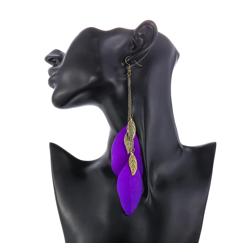 Boucles d'Oreille Longues Plumes