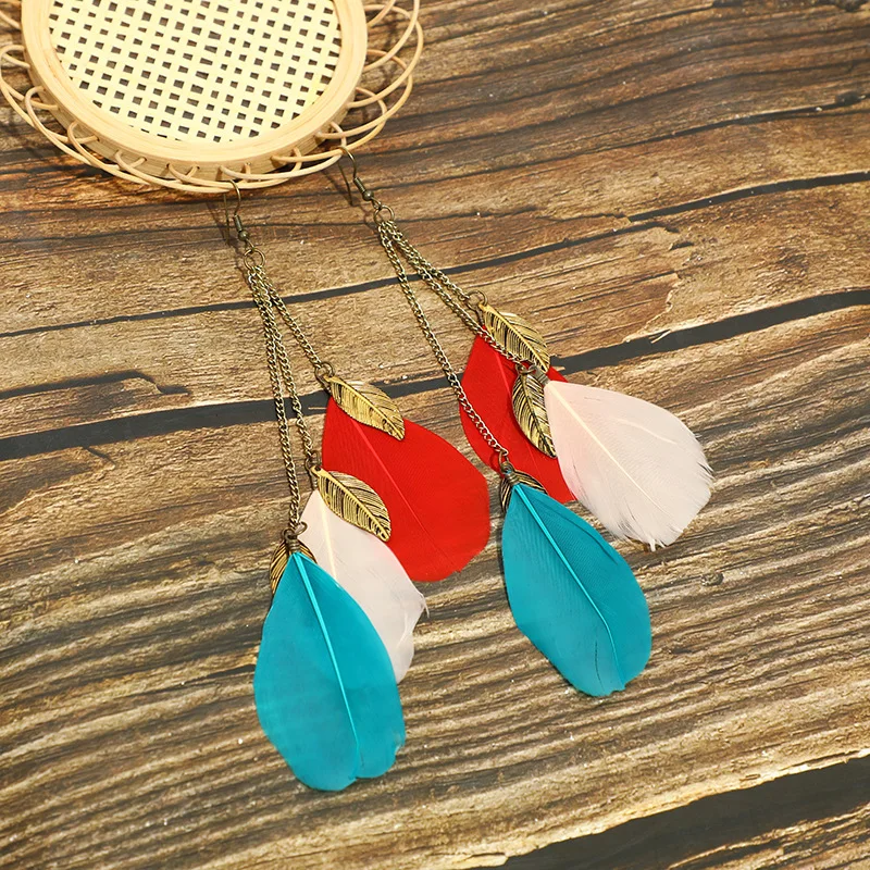 Boucles d'Oreille Longues Plumes