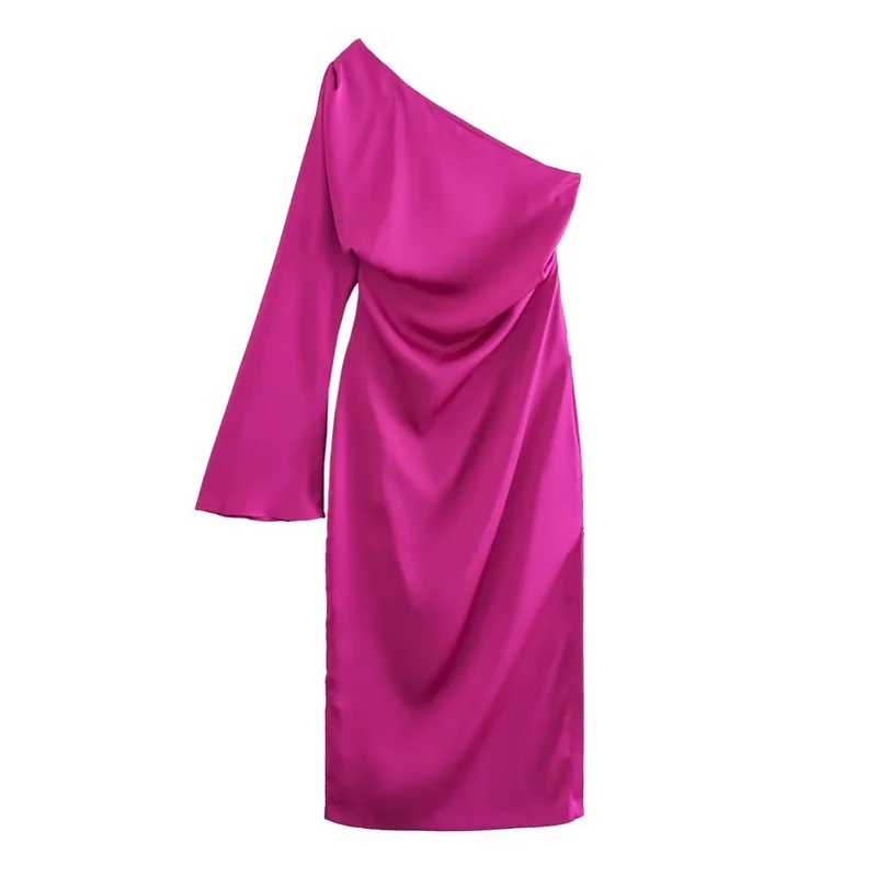 Robe drapée asymétrique satin