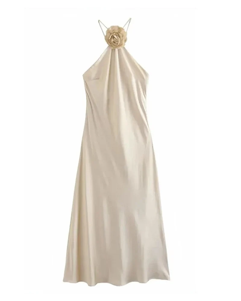 Robe creme satin dos nu