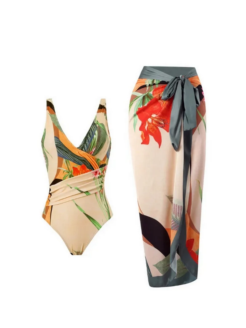 Maillot de bain & Jupe Exotique Beige
