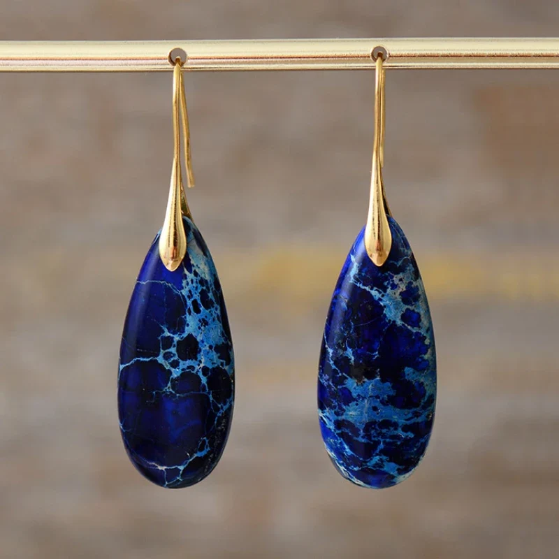 Boucle d'Oreille Pierre Bleue