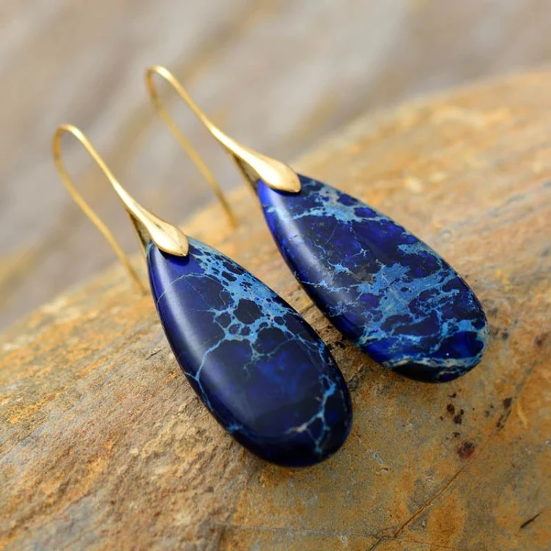 Boucle d'Oreille Pierre Bleue