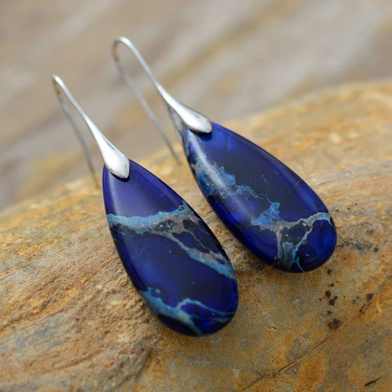 Boucle d'Oreille Pierre Bleue