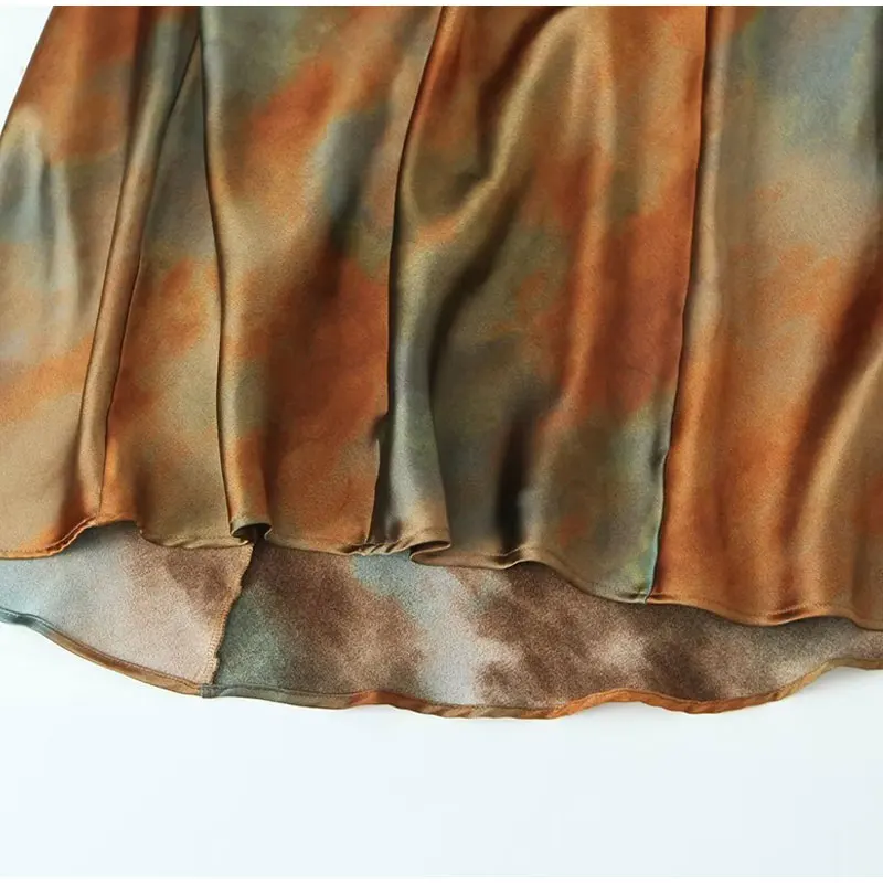 Robe Satin Longue Imprimée Dos Nu