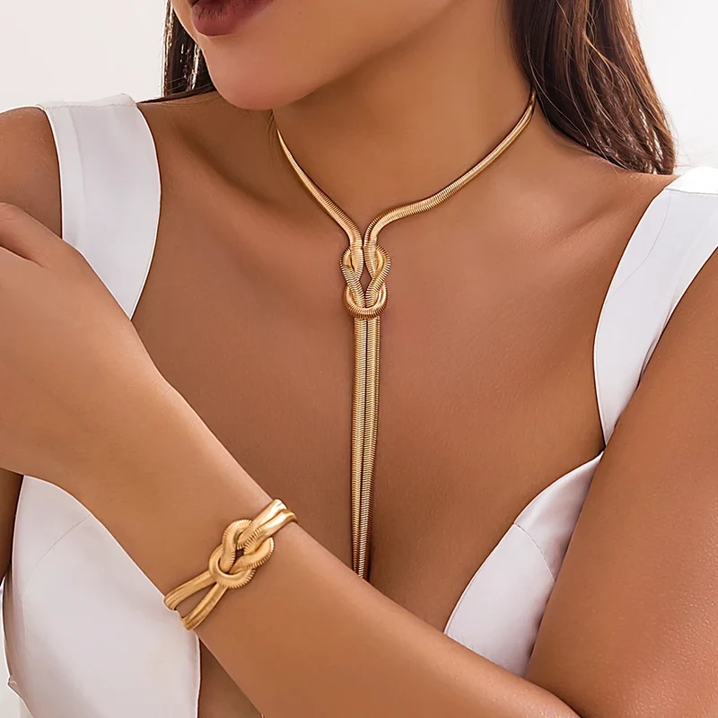 Ensemble Collier Bracelet Serpent Or