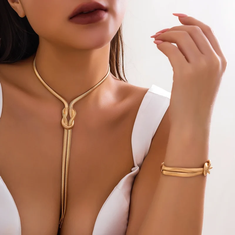 Ensemble Collier Bracelet Serpent Or