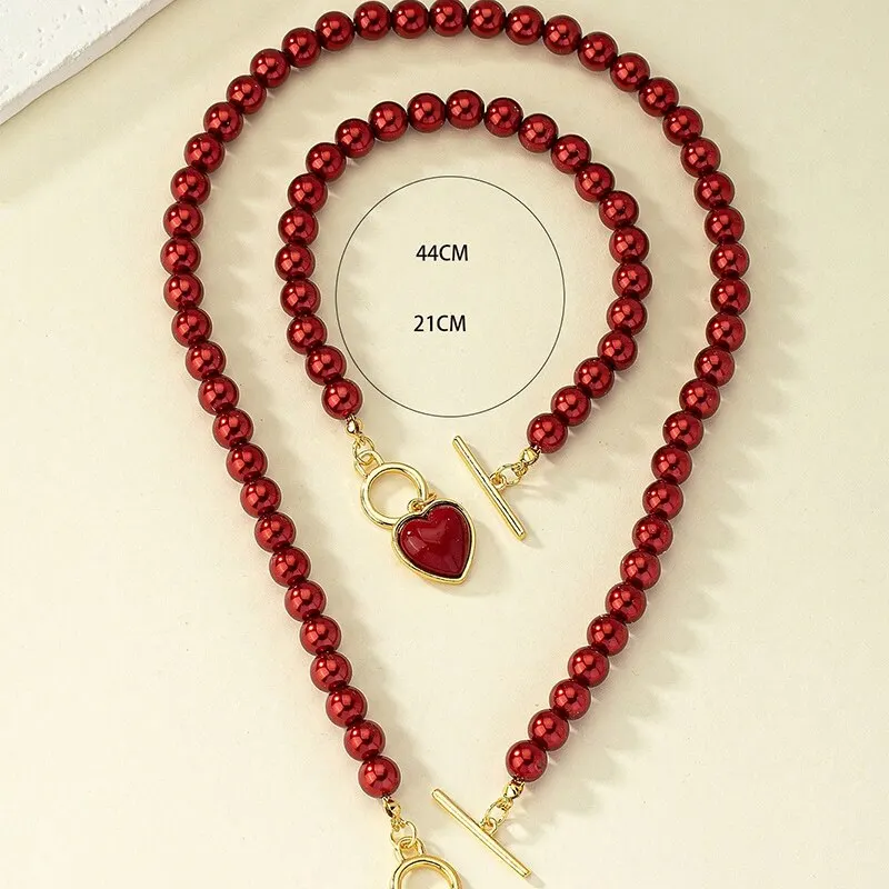 Ensemble Collier Bracelet Perle