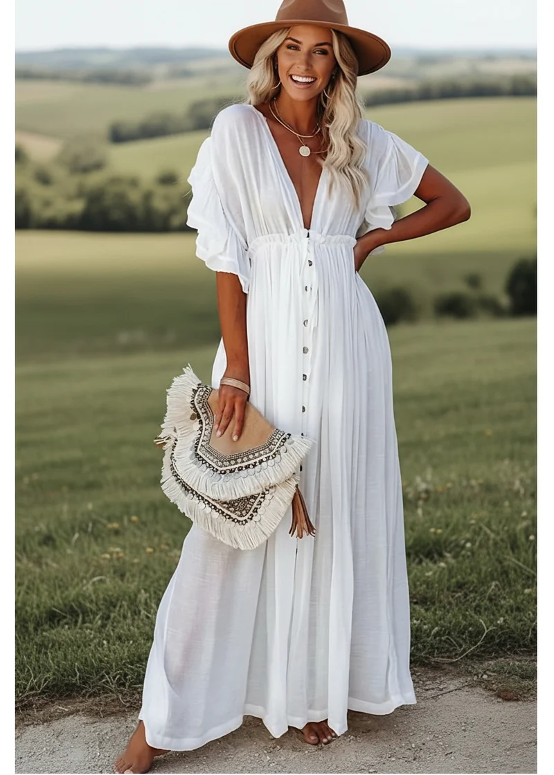 Robe Blanche Longue Hippie