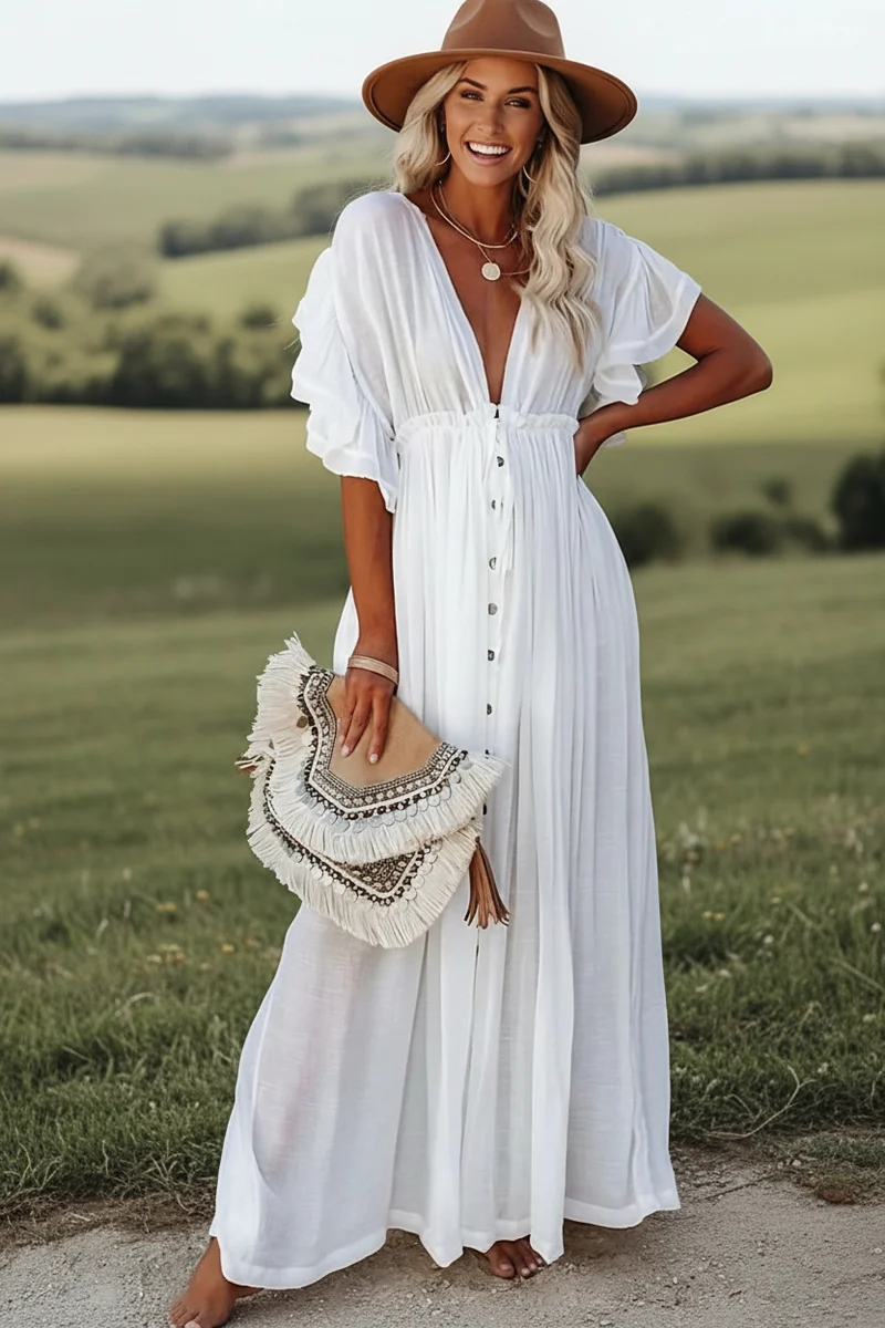 Robe Blanche Longue Hippie