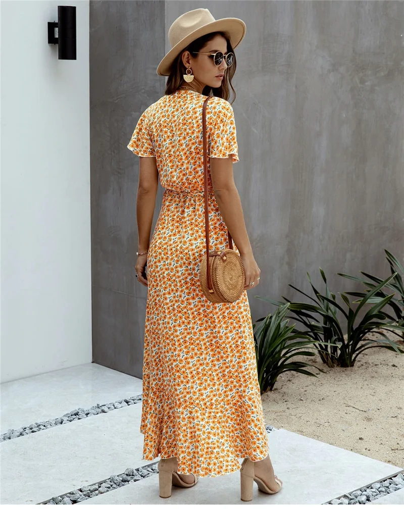 Robe Longue Bohème Florale Fendue