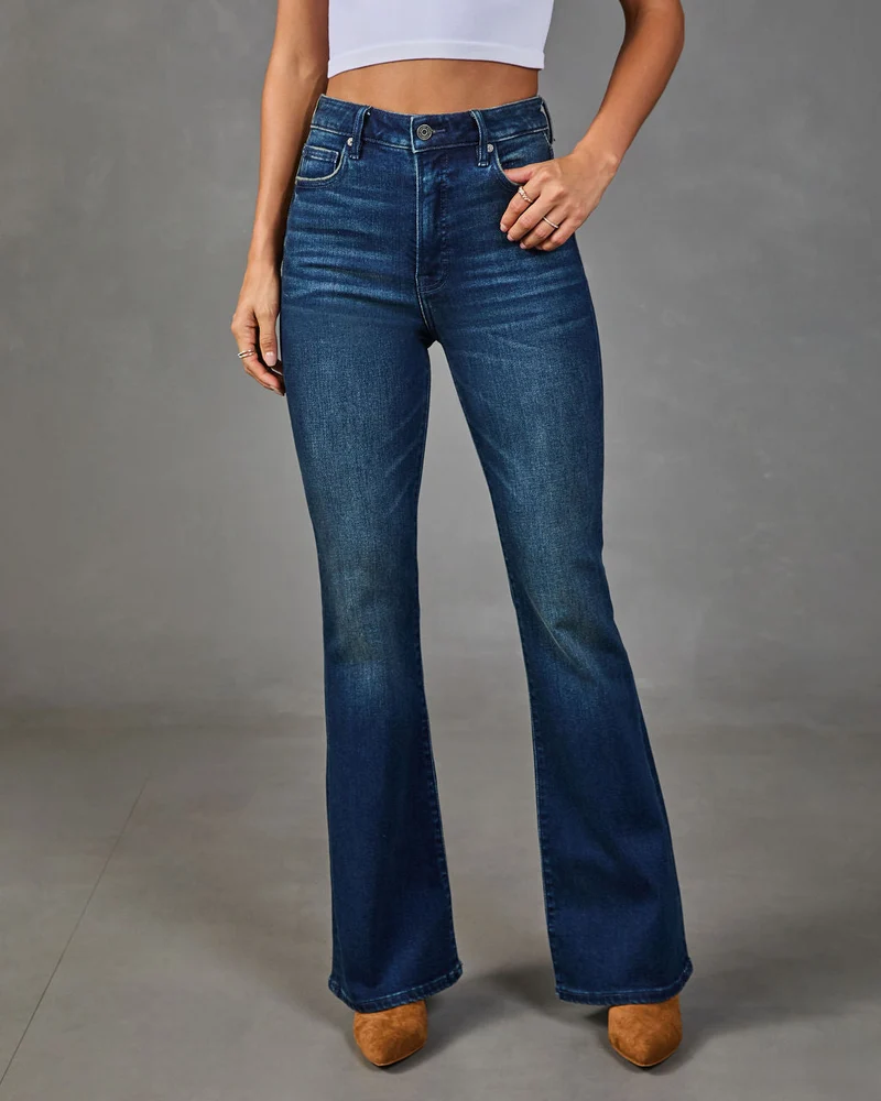 Jean Flare Femme Super Stretch Taille Haute
