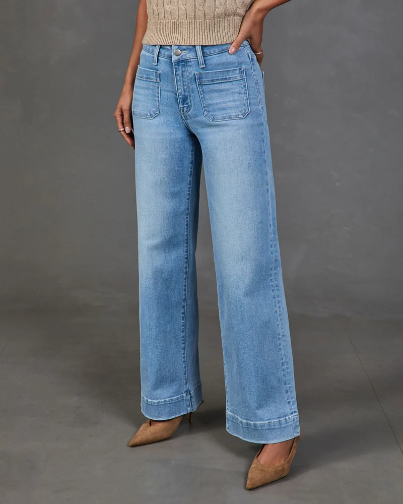 Jean Femme Stretch Taille Haute Coupe Large