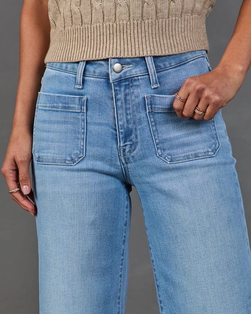 Jean Femme Stretch Taille Haute Coupe Large