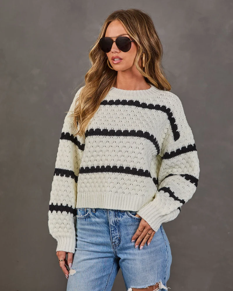 Pull Femme en Maille Rayé
