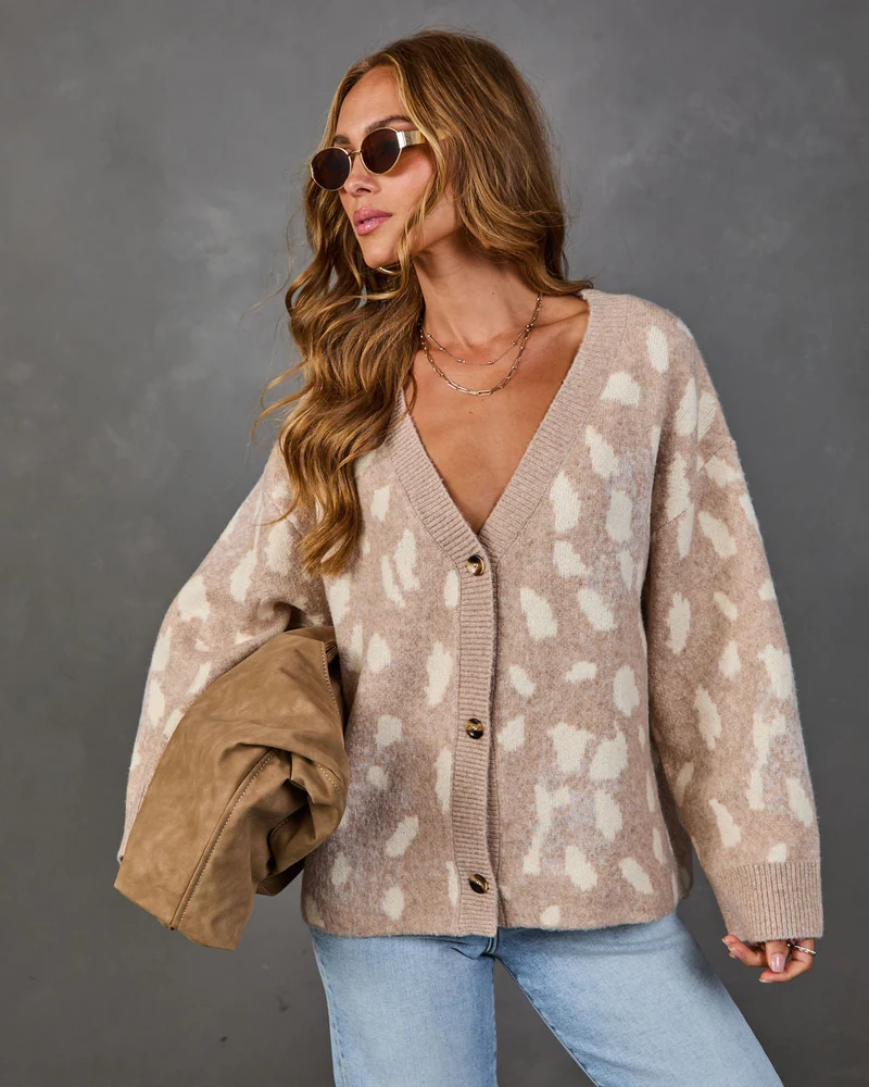 Gilet Femme en Maille à Imprimé Animal
