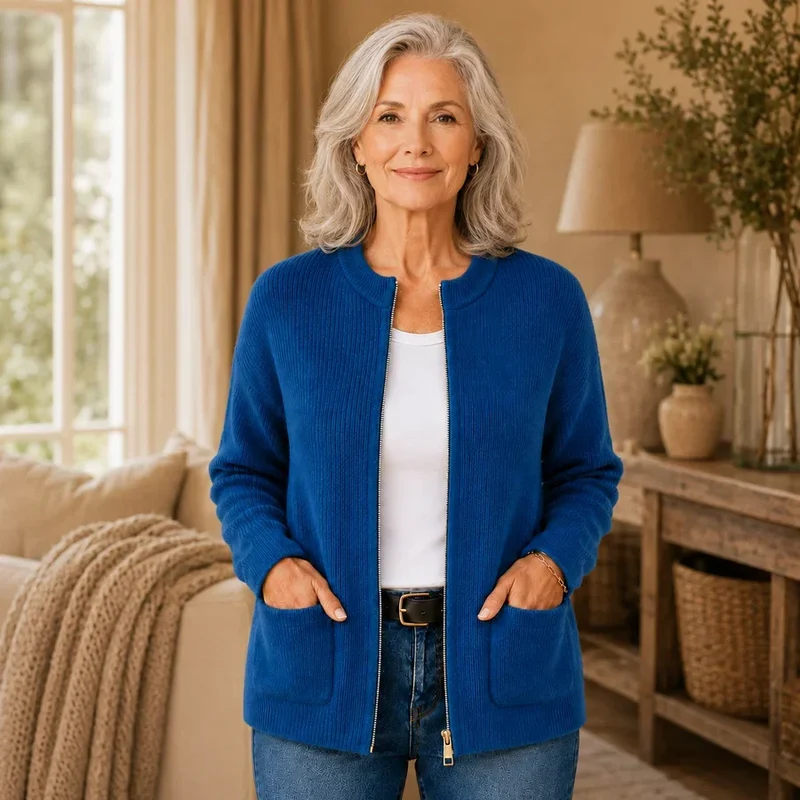 Cardigan Femme en Maille, Coupe Décontractée, Manches Longues Ouvert