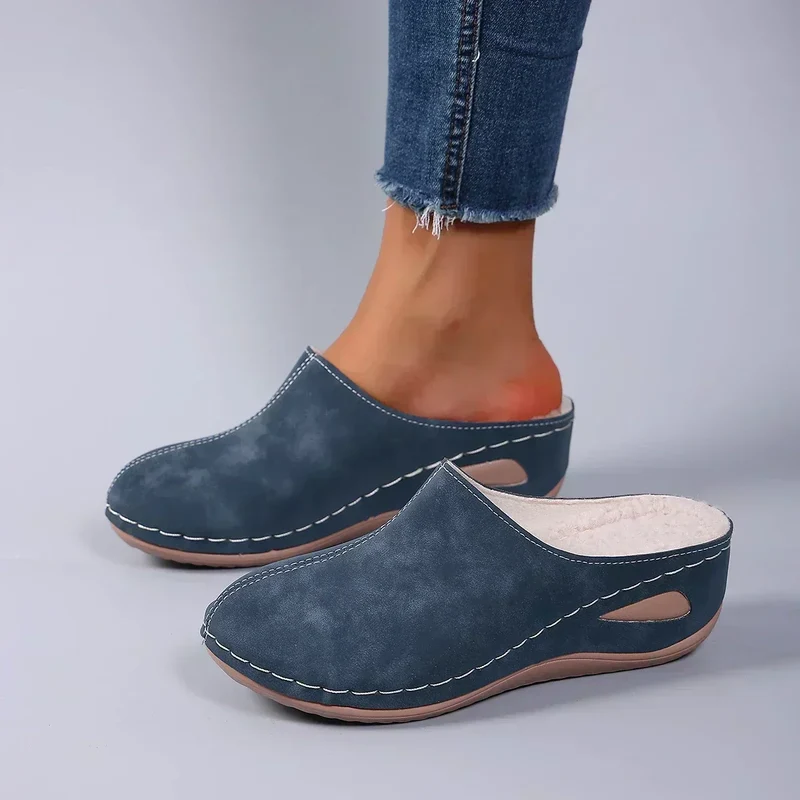 Chaussons Orthopédiques Femme à Enfiler avec Semelle Intérieure Rembourrée et Bout Fermé