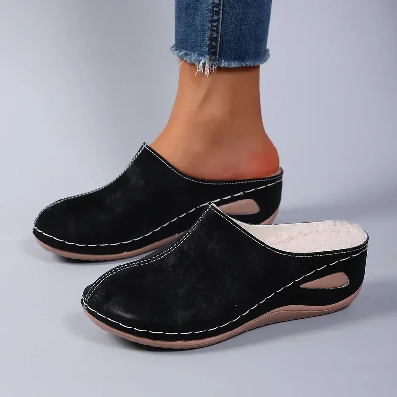 Chaussons Orthopédiques Femme à Enfiler avec Semelle Intérieure Rembourrée et Bout Fermé