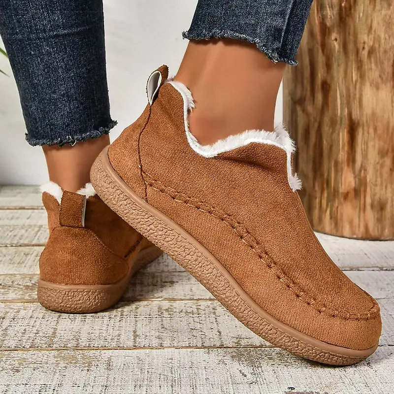 Bottines Orthopédiques Femme en Cuir Véritable Imperméable Doublées en Fausse Fourrure