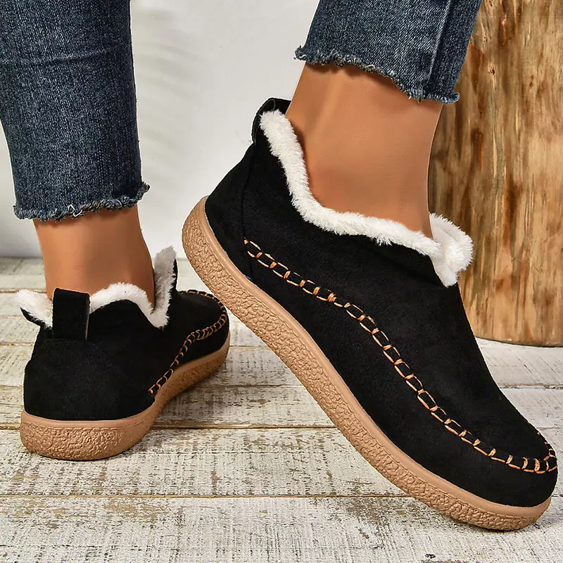 Bottines Orthopédiques Femme en Cuir Véritable Imperméable Doublées en Fausse Fourrure